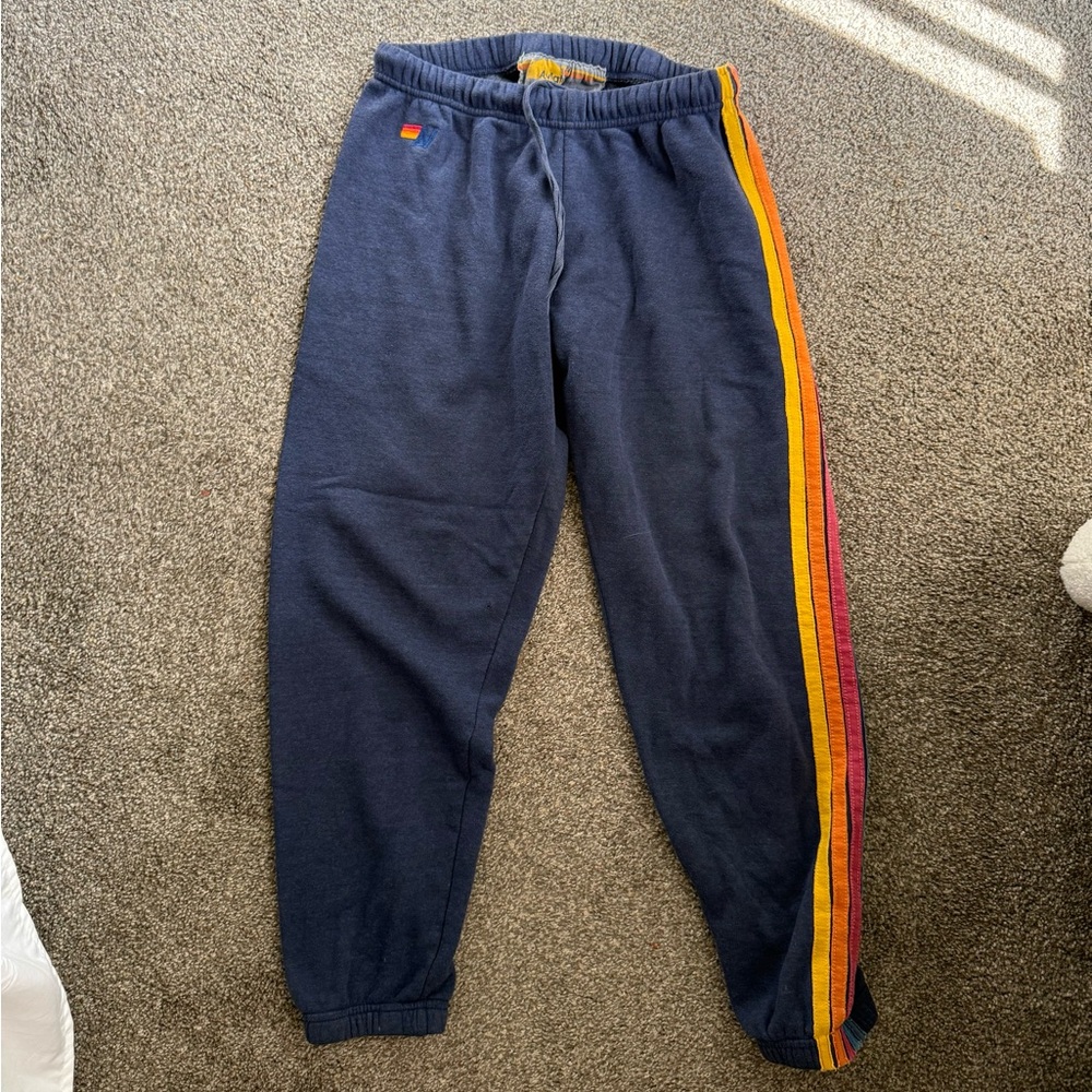 Aviator Nation 5 Stripe Sweatpants in Navy. Size- Medium